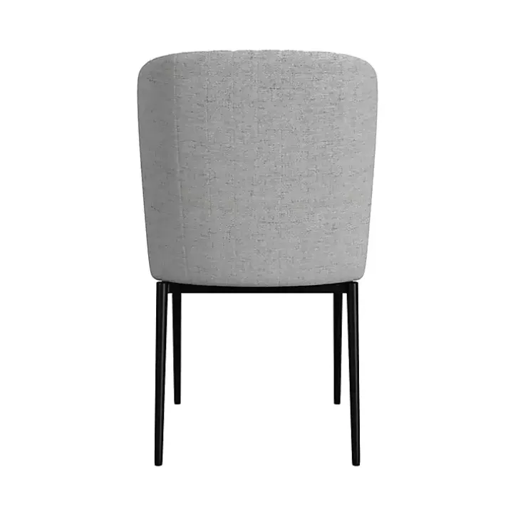 Light Gray Channel Back Dining Chairs, Set of 2