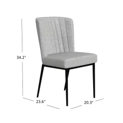 Light Gray Channel Back Dining Chairs, Set of 2