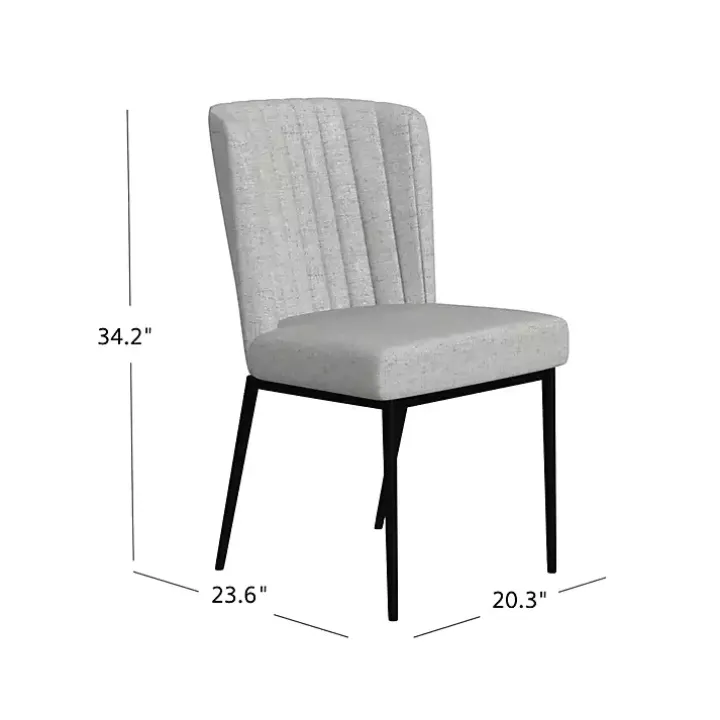 Light Gray Channel Back Dining Chairs, Set of 2