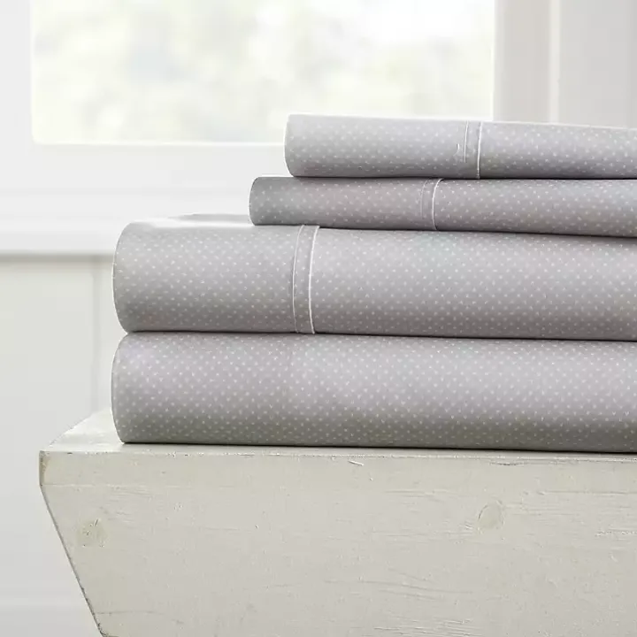 Light Gray Hearts 4-pc. King Sheet Set