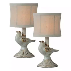 Light Gray June Bird Mini Table Lamps, Set of 2
