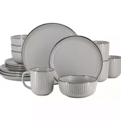 Light Gray Leo Stoneware 16-pc. Dinnerware Set