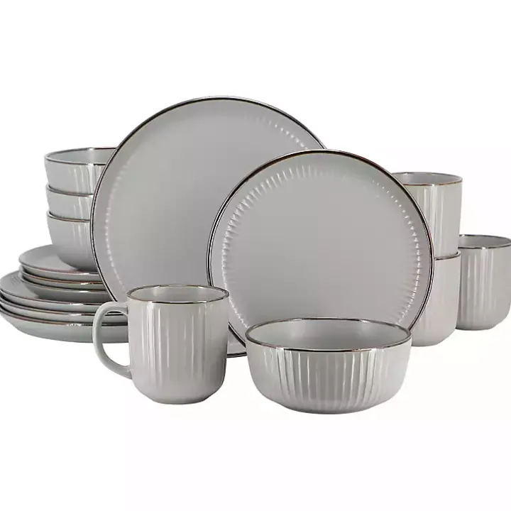 Light Gray Leo Stoneware 16-pc. Dinnerware Set
