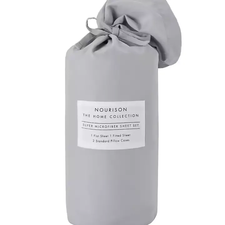 Light Gray Microfiber 4-pc. Queen Sheet Set