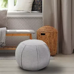 Light Gray Patchwork Cotton Pouf