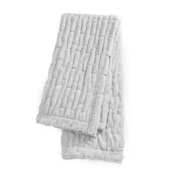 Light Gray Ruched Faux Fur Throw