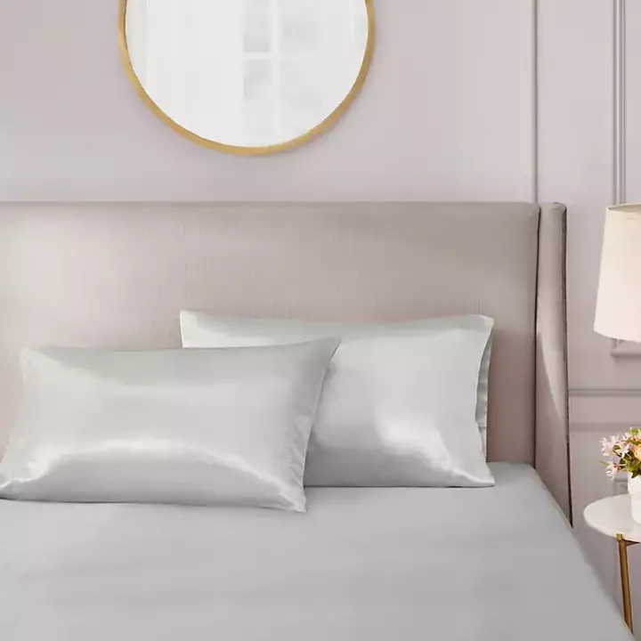 Light Gray Satin King 2-pc. Pillow Case Set