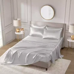 Light Gray Satin 6-pc. California King Sheet Set