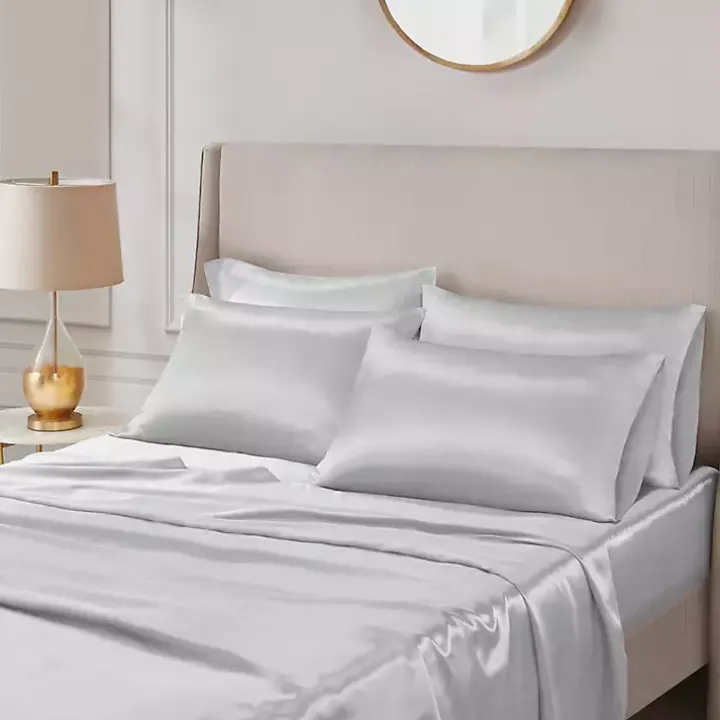 Light Gray Satin 6-pc. Full Sheet Set