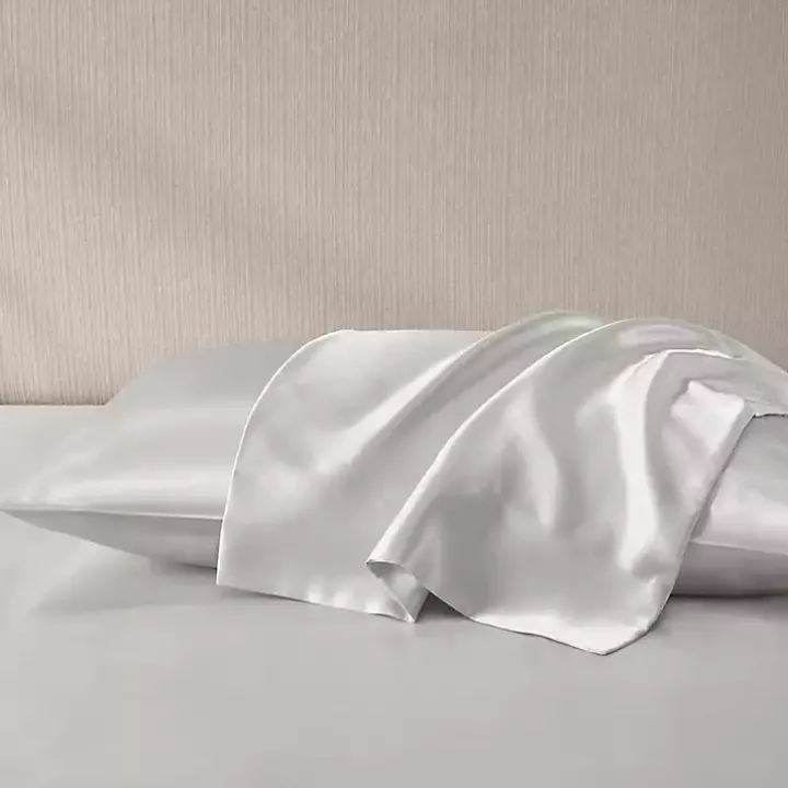 Light Gray Satin Standard 2-pc. Pillow Case Set