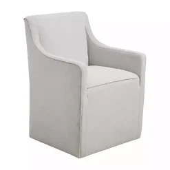 Light Gray Slipcover Dining Chair with Casters