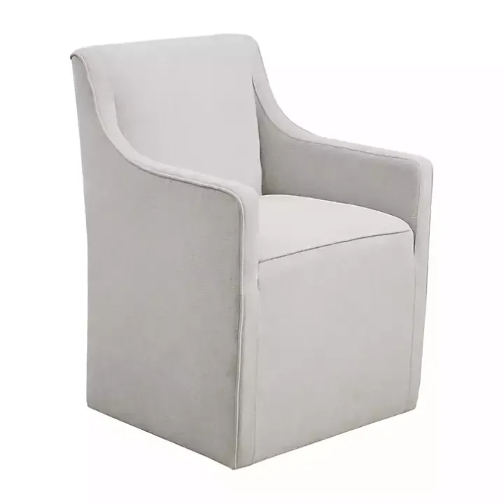 Light Gray Slipcover Dining Chair with Casters
