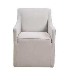Light Gray Slipcover Dining Chair with Casters