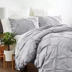 Light Gray Soft Pinched 3-pc. King Duvet Cover Set