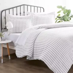 Light Gray Stripes 3-pc. Queen Duvet Cover Set
