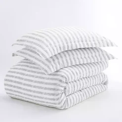 Light Gray Stripes 3-pc. Queen Duvet Cover Set