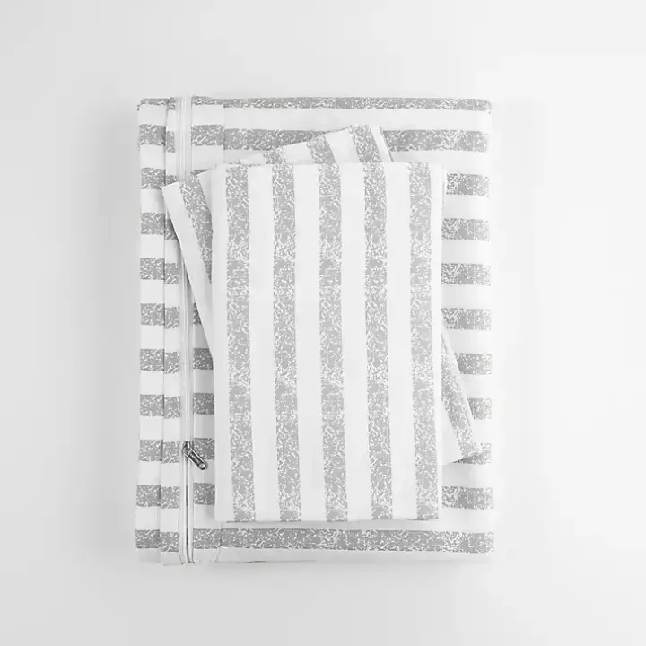 Light Gray Stripes 3-pc. Queen Duvet Cover Set