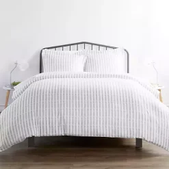 Light Gray Stripes 3-pc. Twin Duvet Cover Set