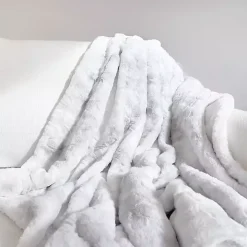Light Gray Tie Dye Faux Fur Throw