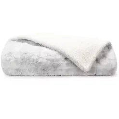 Light Gray Tie Dye Faux Fur Throw