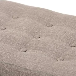 Light Gray Tufted Walnut Wood Bench