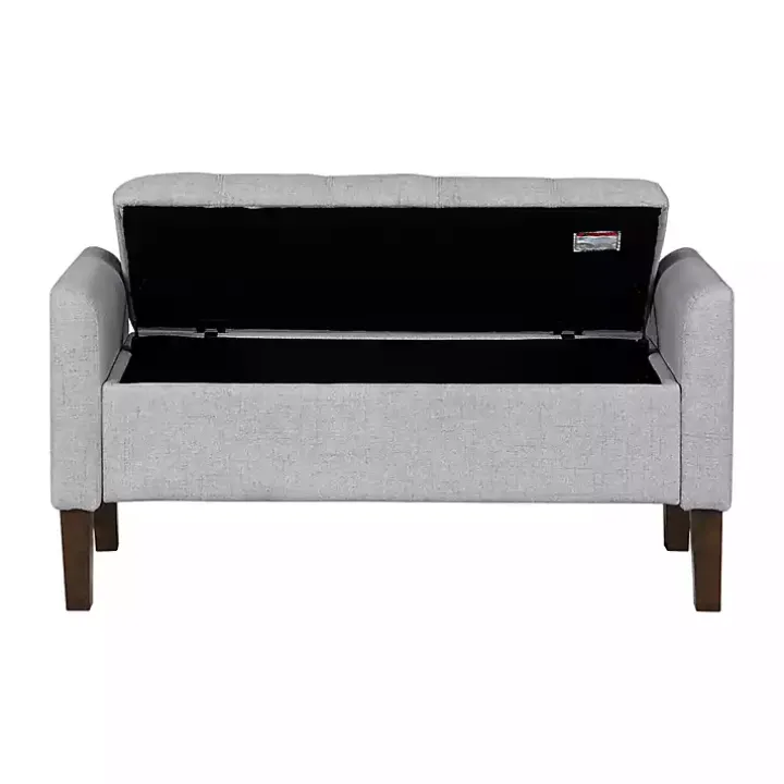 Light Gray Upholstered Blaire Storage Bench