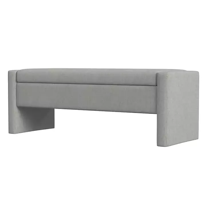 Light Gray Upholstered Modern Storage Bench