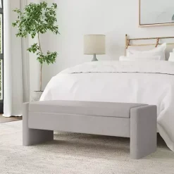 Light Gray Upholstered Modern Storage Bench