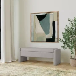 Light Gray Upholstered Modern Storage Bench