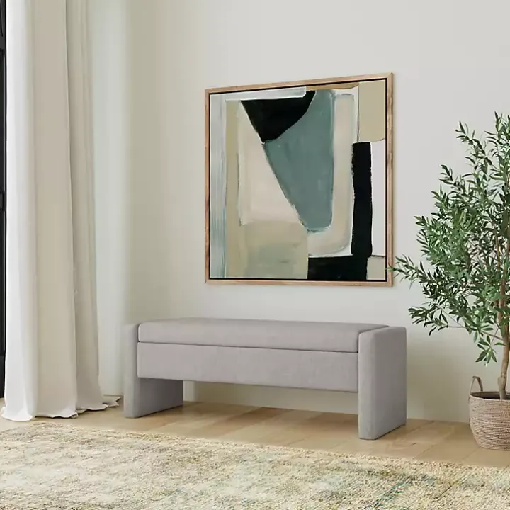 Light Gray Upholstered Modern Storage Bench