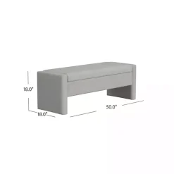 Light Gray Upholstered Modern Storage Bench