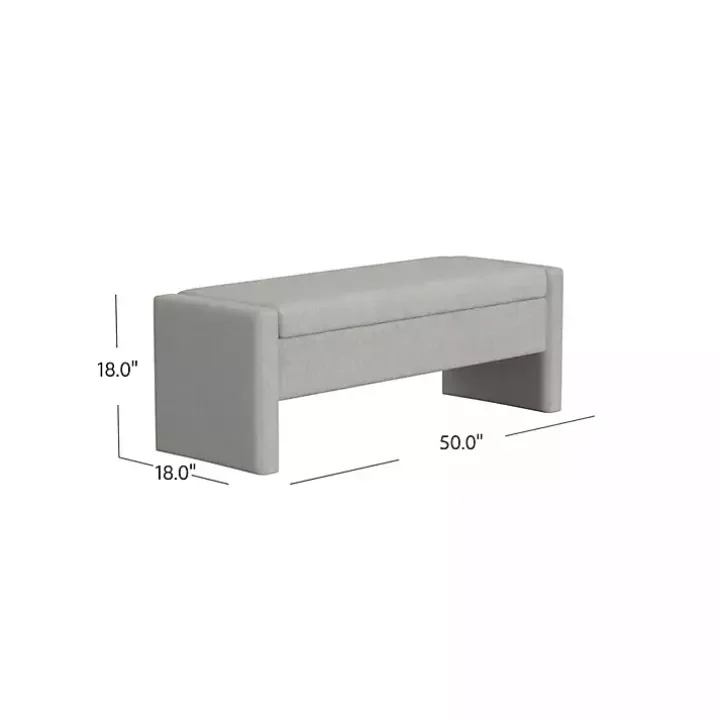 Light Gray Upholstered Modern Storage Bench