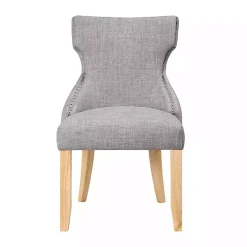 Light Gray Wingback Dining Chairs, Set of 2