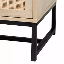 Light Wood and Rattan 2-Door Cabinet