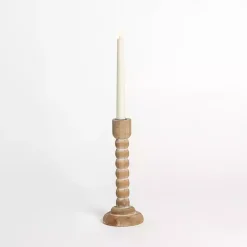 Light Wood Spindle Taper Candle Holder, 11 in.