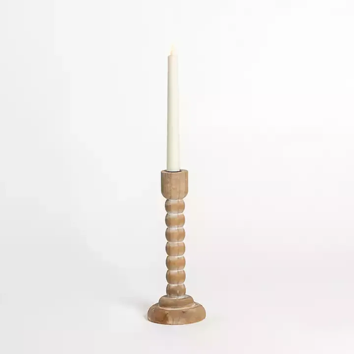 Light Wood Spindle Taper Candle Holder, 11 in.