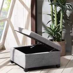 Lila Tufted Charcoal Storage Ottoman
