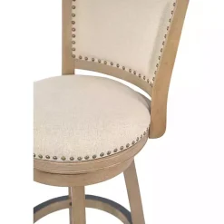 Linen and Driftwood Nailhead Swivel Bar Stool