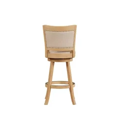 Linen and Wood Nailhead Swivel Bar Stool