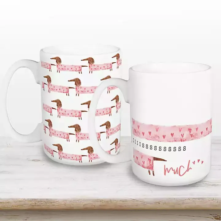 Love You This Much Dachshund Mugs, Set of 2