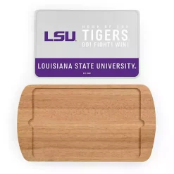 LSU Tigers Wood and Glass Serving Board