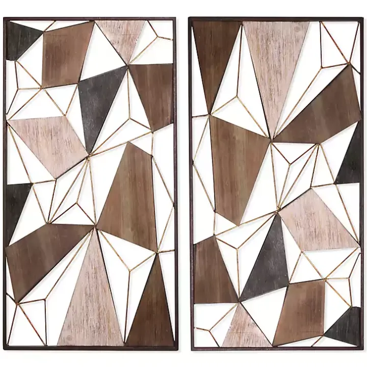 Lucas Geometric Wall Plaques, Set of 2