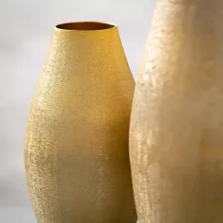 Lustrous Brushed Gold Metal Vases, Set of 2