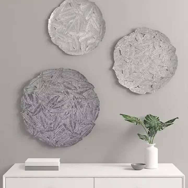 Madison Park Iron Feathers Wall Plaques, Set of 3