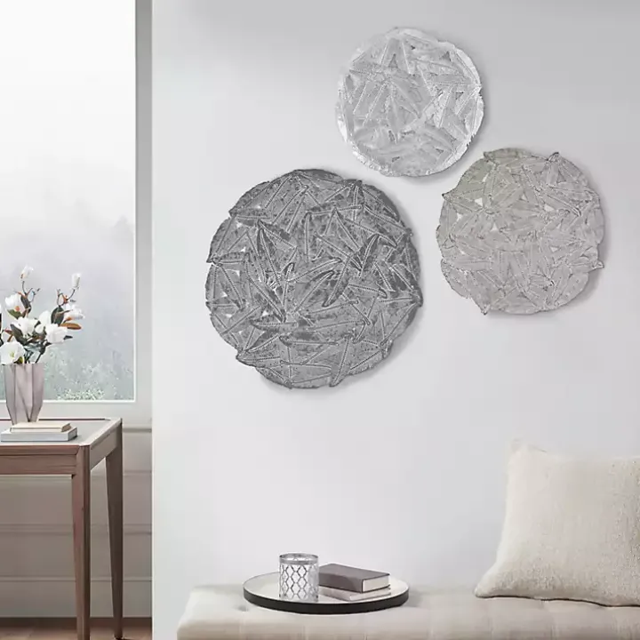 Madison Park Iron Feathers Wall Plaques, Set of 3