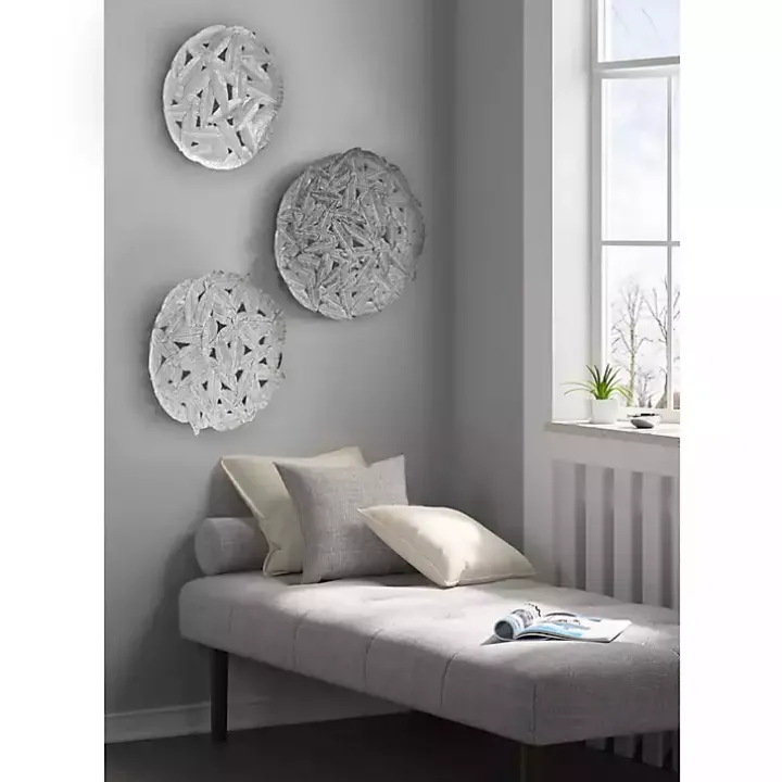 Madison Park Iron Feathers Wall Plaques, Set of 3