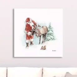 Magical Holidays Santa Reindeer Canvas Art Print