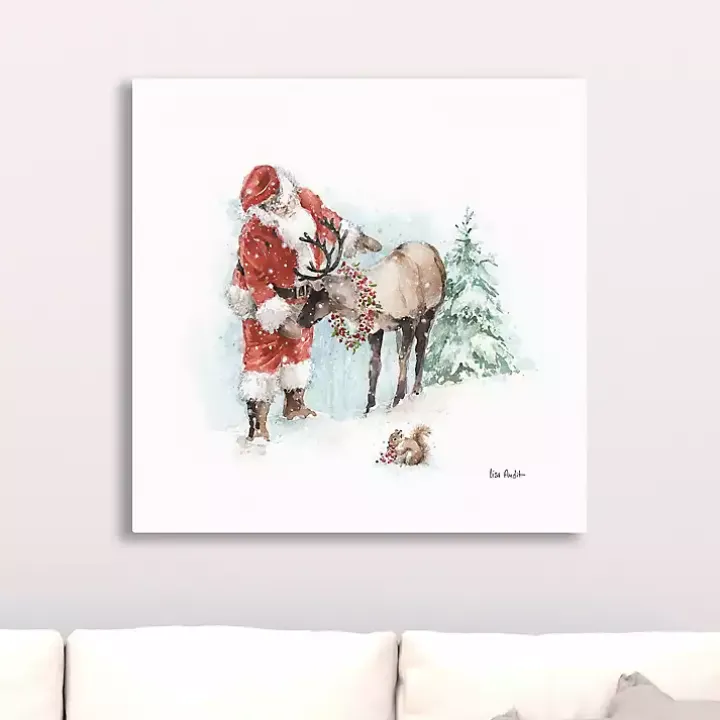 Magical Holidays Santa Reindeer Canvas Art Print