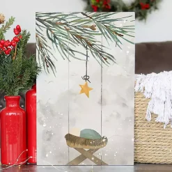 Manger Star Wood Art Print