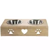 Mango Wood Heart Cutout Dog Bowl